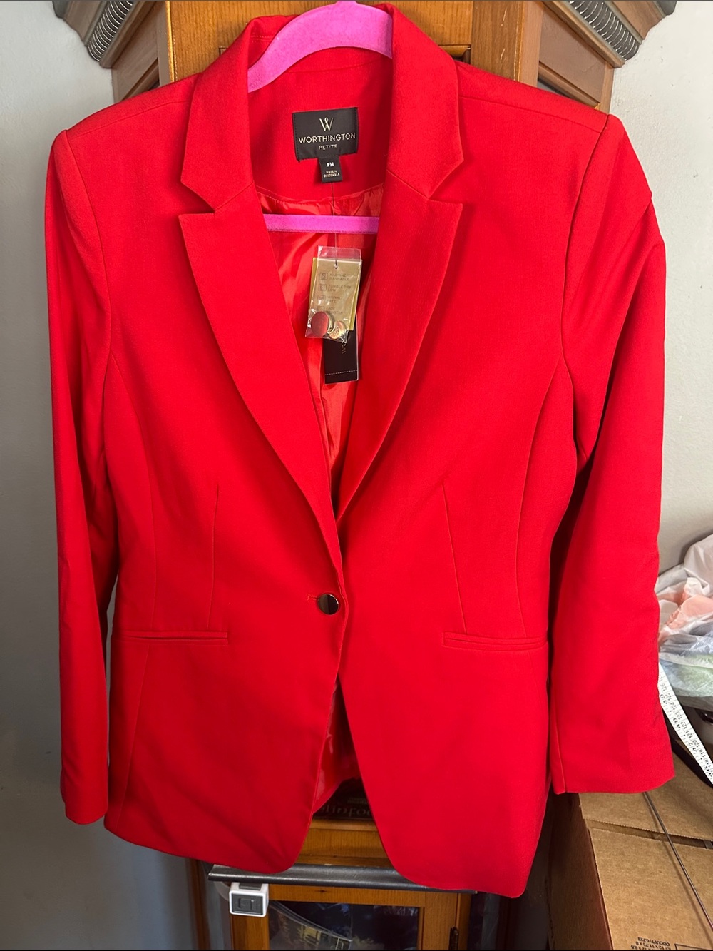 Worthington Bright Red Single-Button Blazer